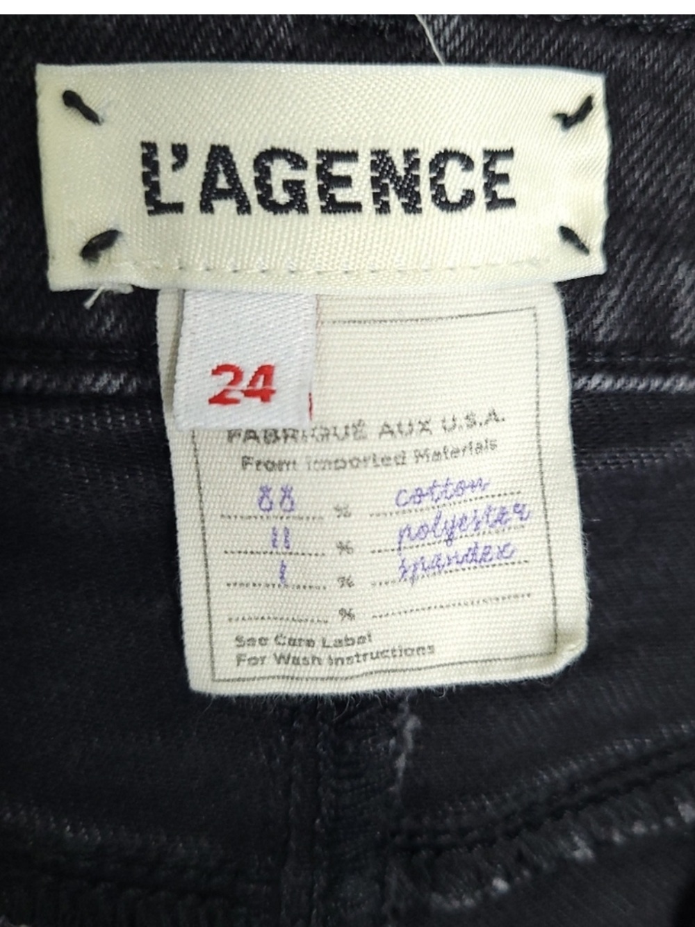 L'AGENCE Sada High Rise Slim Leg Cropped Women’s Raw Hem Black Jeans Size 24 - Picture 6 of 7